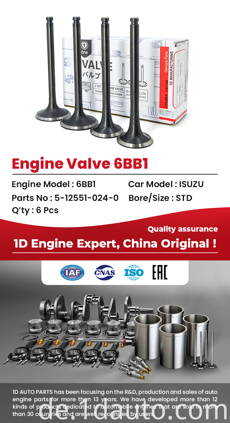 ISUZU 6BB1 Engine Valves 